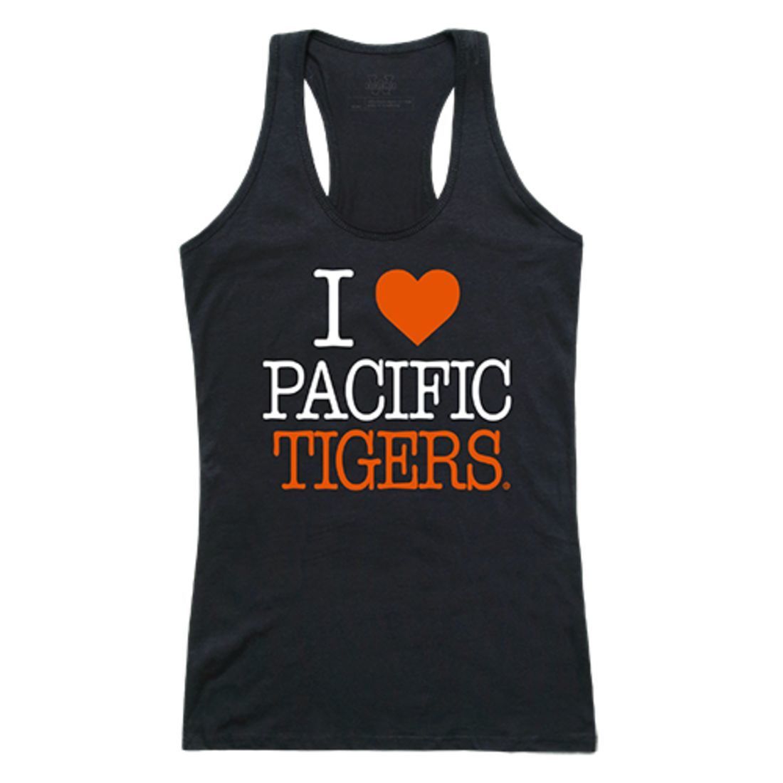 University of the Pacific Tigers Womens Love Tank Top Tee T-Shirt Black-Campus-Wardrobe