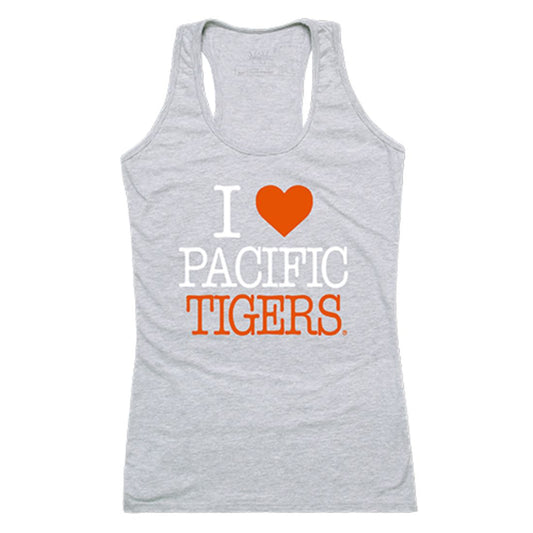 University of the Pacific Tigers Womens Love Tank Top Tee T-Shirt Heather Grey-Campus-Wardrobe