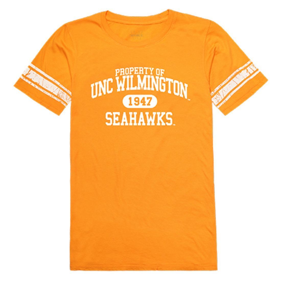 UNCW University of North Carolina at Wilmington Seahawks Womens Property Tee T-Shirt Gold-Campus-Wardrobe