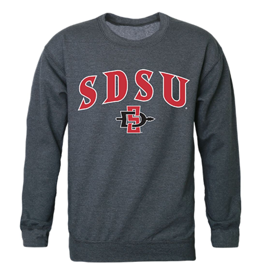 SDSU San Diego State University Campus Crewneck Pullover Sweatshirt Sweater Heather Charcoal-Campus-Wardrobe