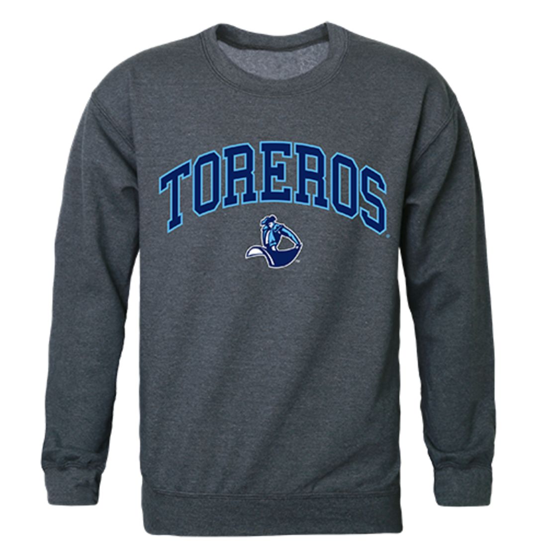 USD University of San Diego Campus Crewneck Pullover Sweatshirt Sweater Heather Charcoal-Campus-Wardrobe