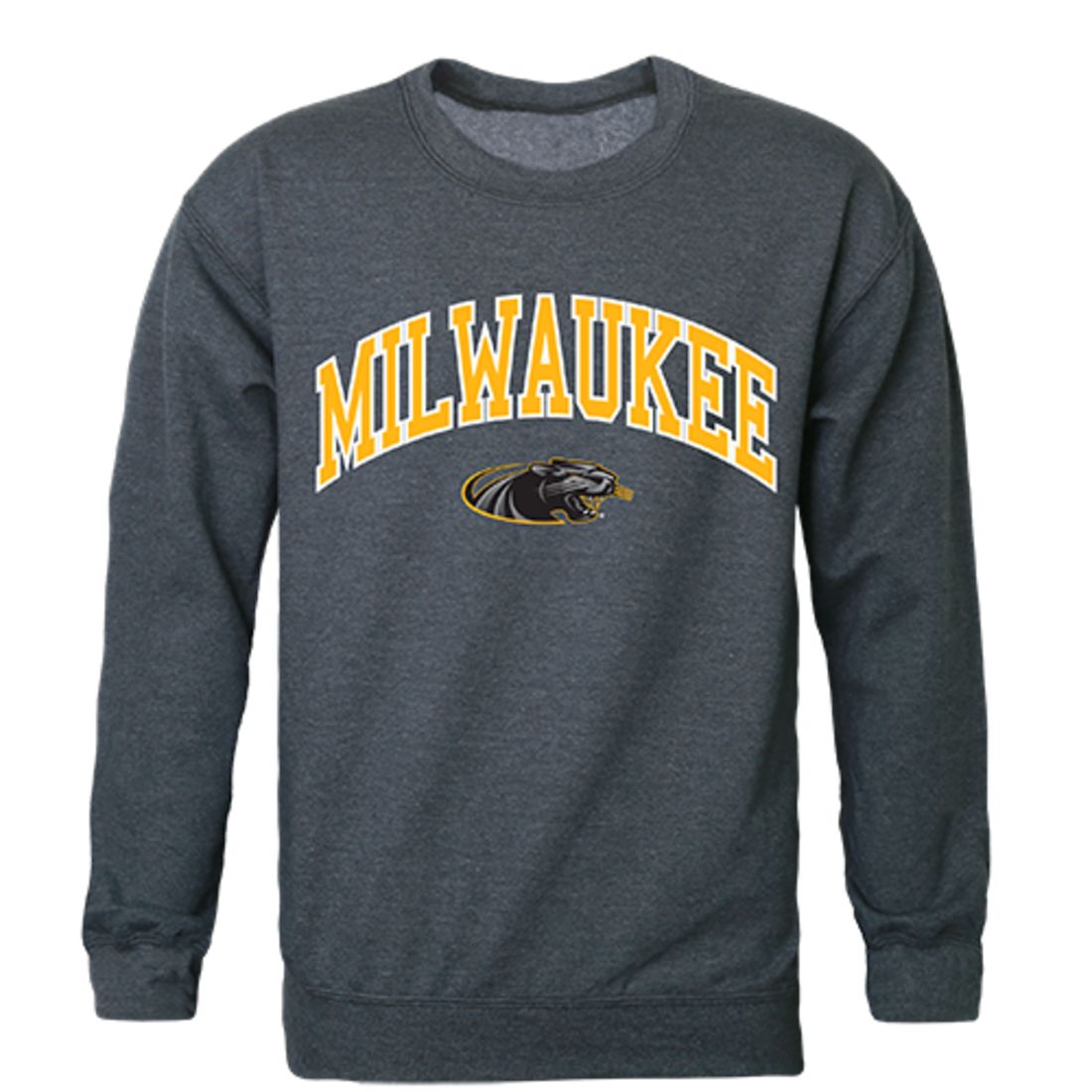 UW University of Wisconsin Milwaukee Campus Crewneck Pullover Sweatshirt Sweater Heather Charcoal-Campus-Wardrobe