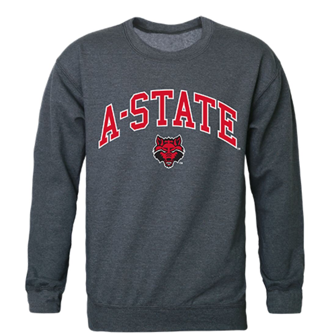 Arkansas State University A-State Campus Crewneck Pullover Sweatshirt Sweater Heather Charcoal-Campus-Wardrobe