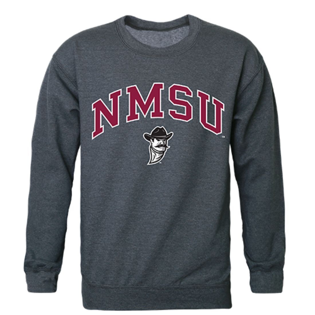 NMSU New Mexico State University Campus Crewneck Pullover Sweatshirt Sweater Heather Charcoal-Campus-Wardrobe