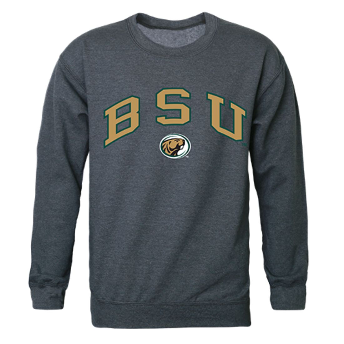BSU Bemidji State University Campus Crewneck Pullover Sweatshirt Sweater Heather Charcoal-Campus-Wardrobe
