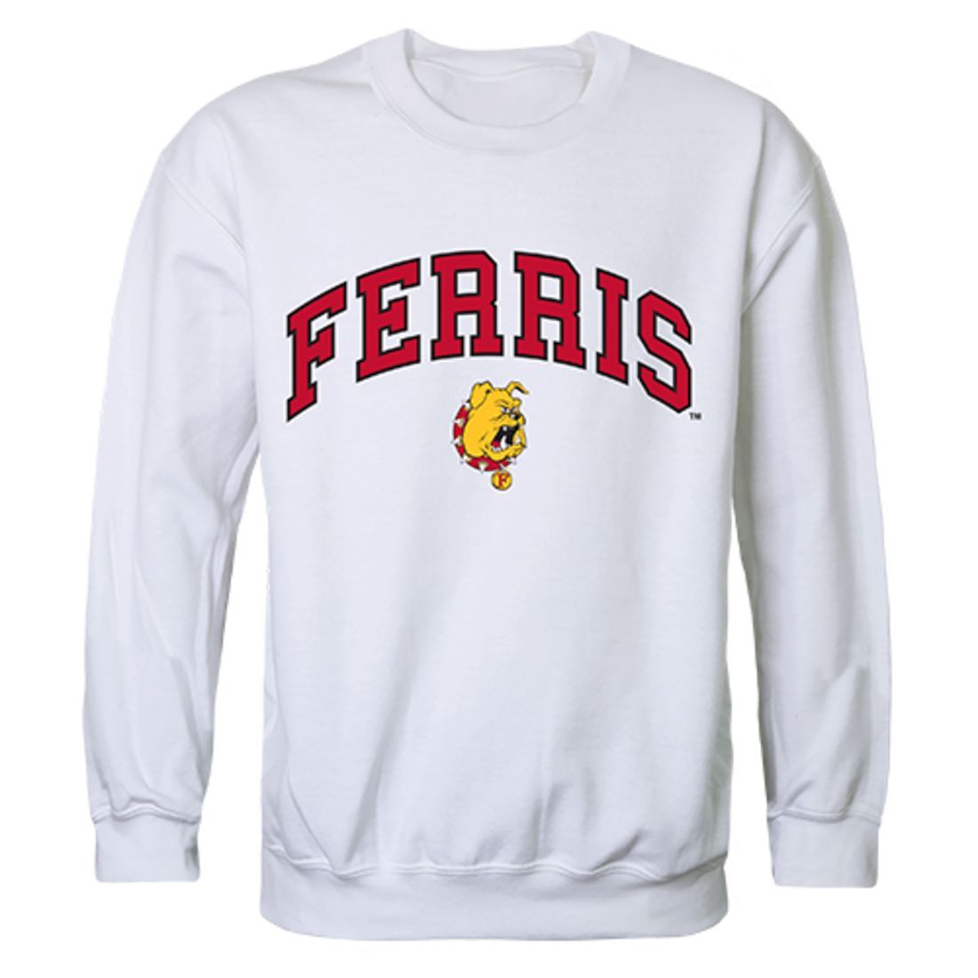 FSU Ferris State University Campus Crewneck Pullover Sweatshirt Sweater White-Campus-Wardrobe