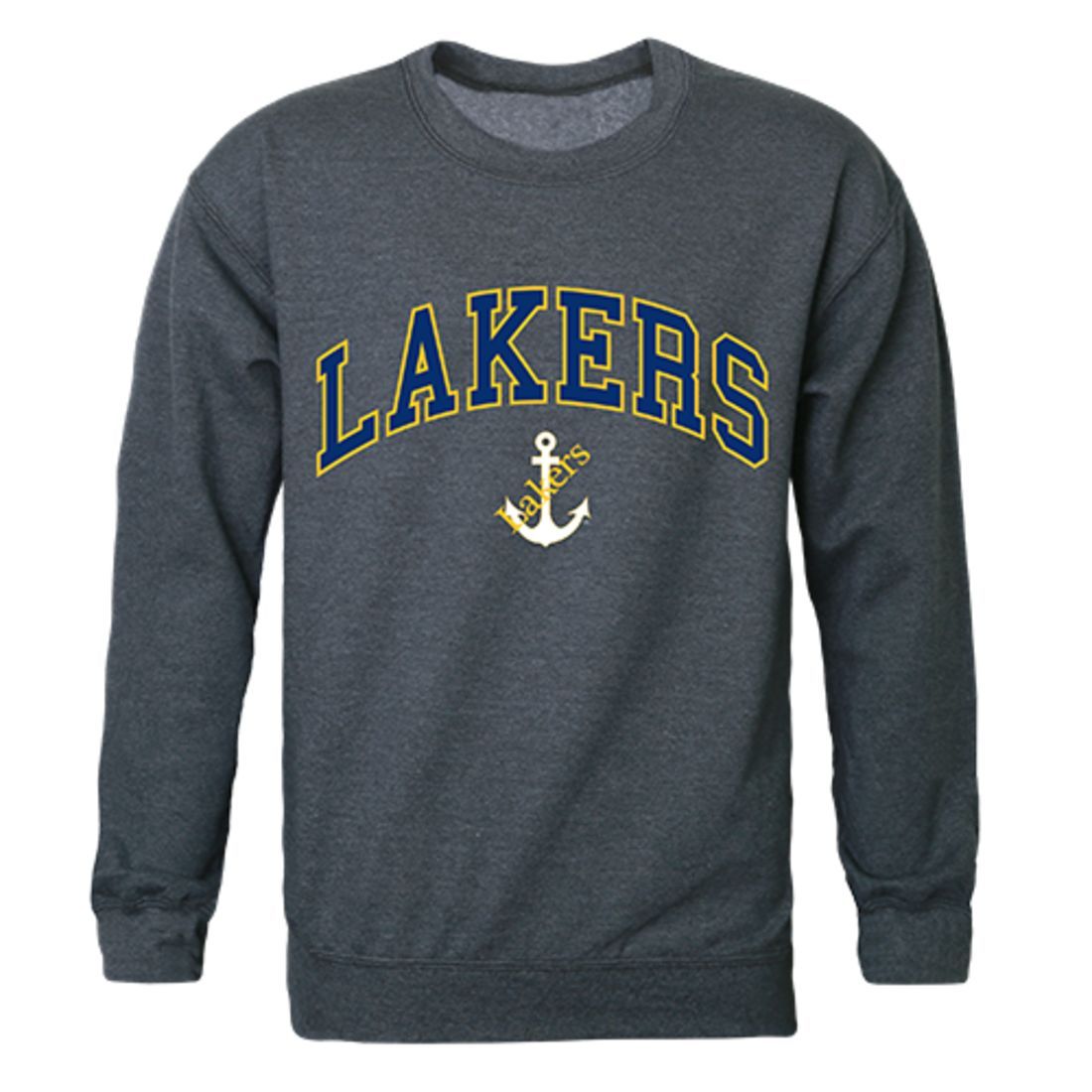 LSSU Lake Superior State University Campus Crewneck Pullover Sweatshirt Sweater Heather Charcoal-Campus-Wardrobe
