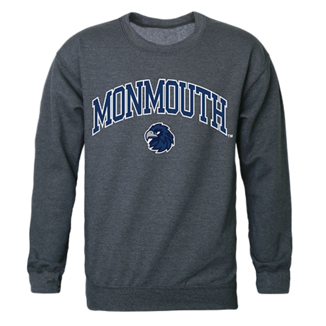 Monmouth University Campus Crewneck Pullover Sweatshirt Sweater Heather Charcoal-Campus-Wardrobe