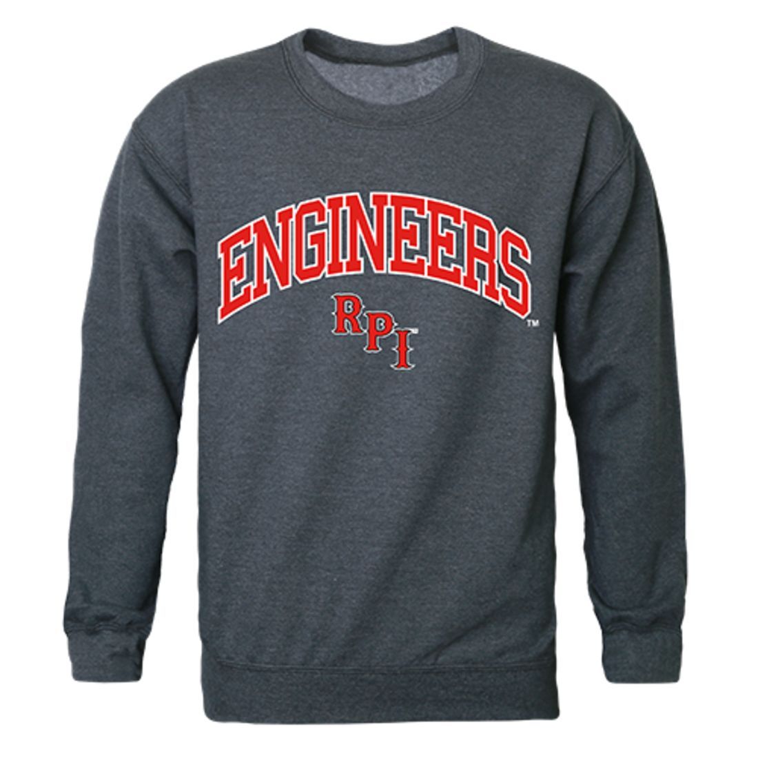 RPI Rensselaer Polytechnic Institute Campus Crewneck Pullover Sweatshirt Sweater Heather Charcoal-Campus-Wardrobe