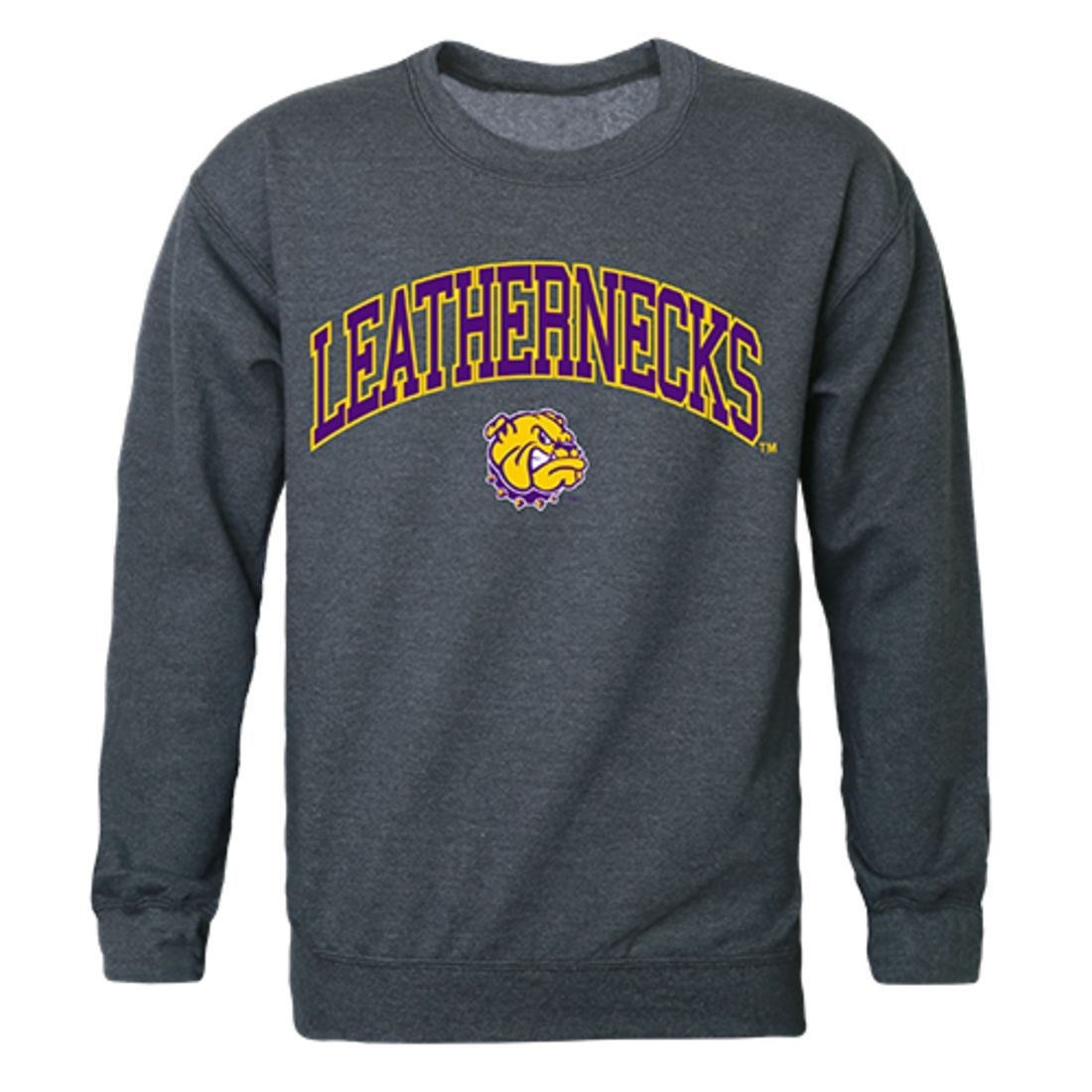 WIU Western Illinois University Campus Crewneck Pullover Sweatshirt Sweater Heather Charcoal-Campus-Wardrobe