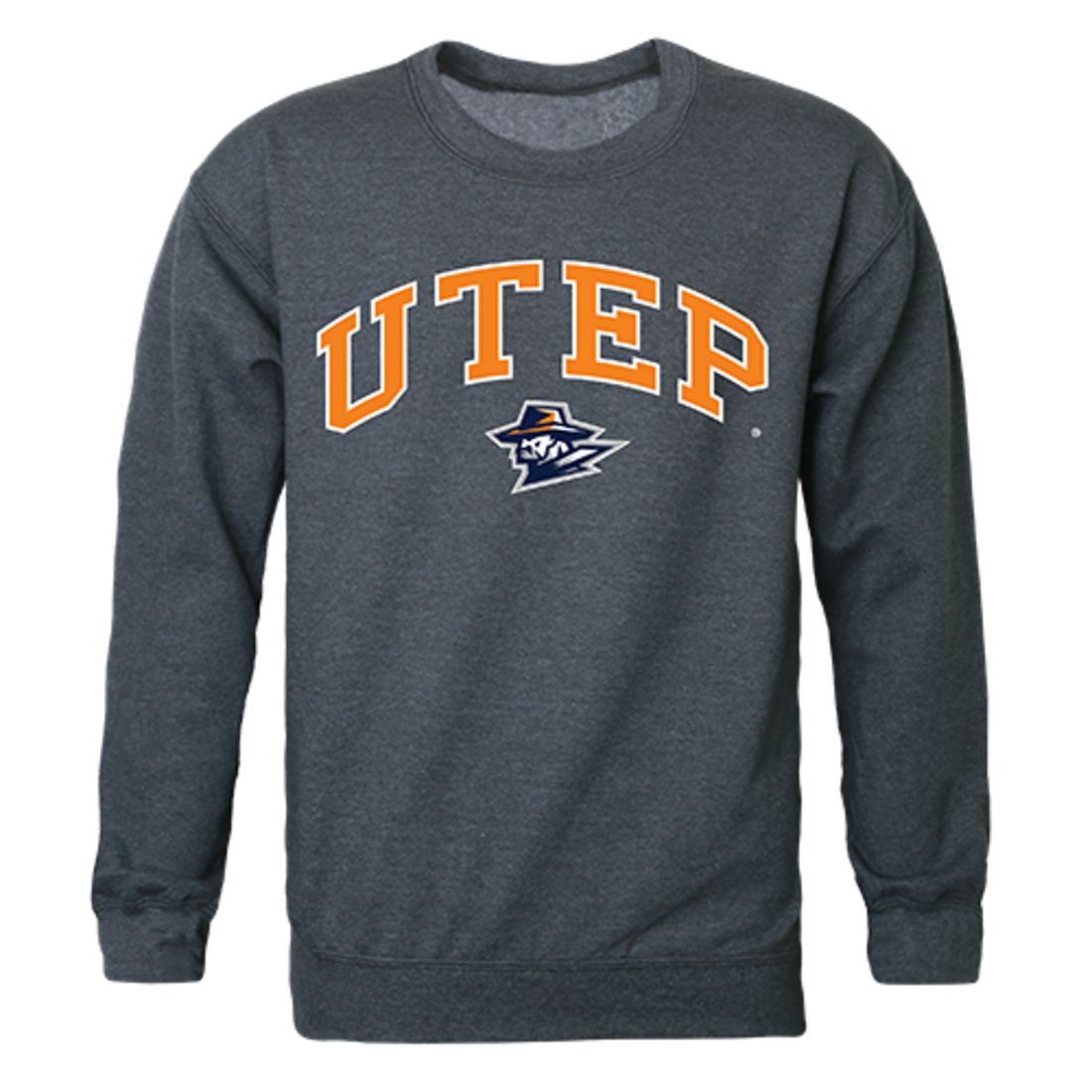 UTEP University of Texas at El Paso Campus Crewneck Pullover Sweatshirt Sweater Heather Charcoal-Campus-Wardrobe