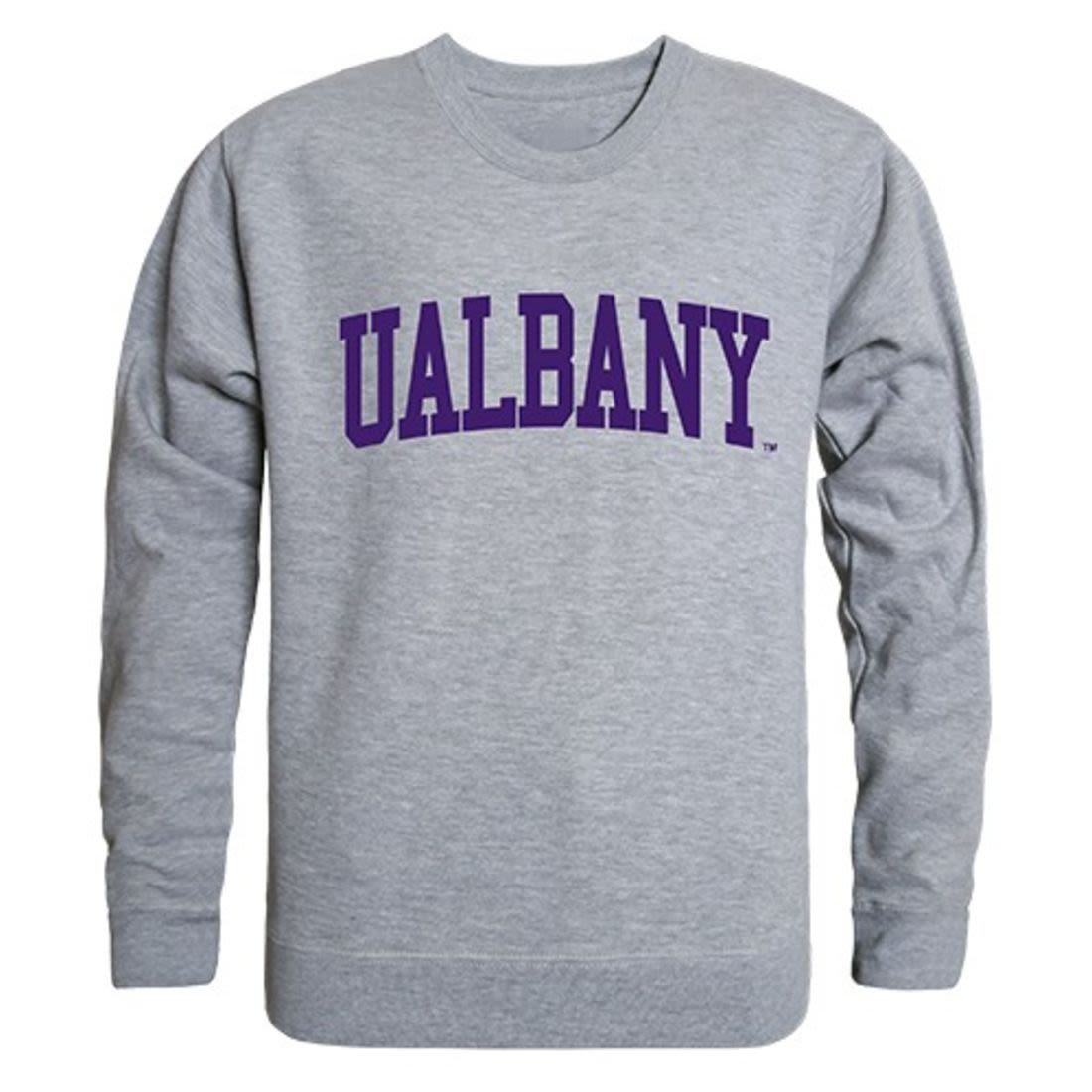 UAlbany University at Albany Game Day Crewneck Pullover Sweatshirt Sweater Heather Grey-Campus-Wardrobe