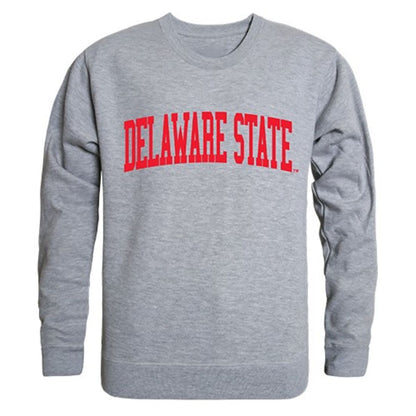 DSU Delaware State University Game Day Crewneck Pullover Sweatshirt Sweater Heather Grey-Campus-Wardrobe