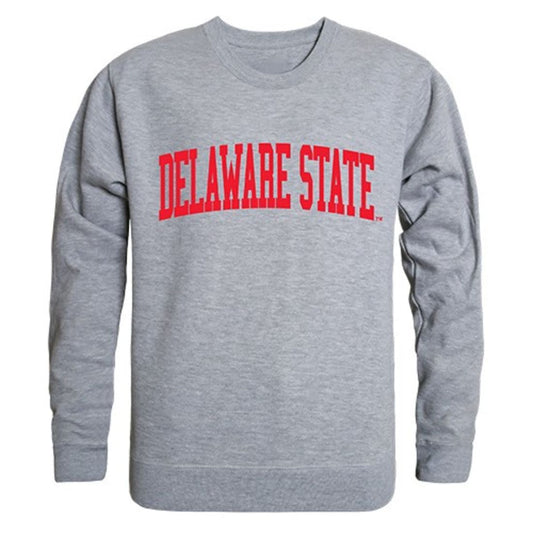 DSU Delaware State University Game Day Crewneck Pullover Sweatshirt Sweater Heather Grey-Campus-Wardrobe