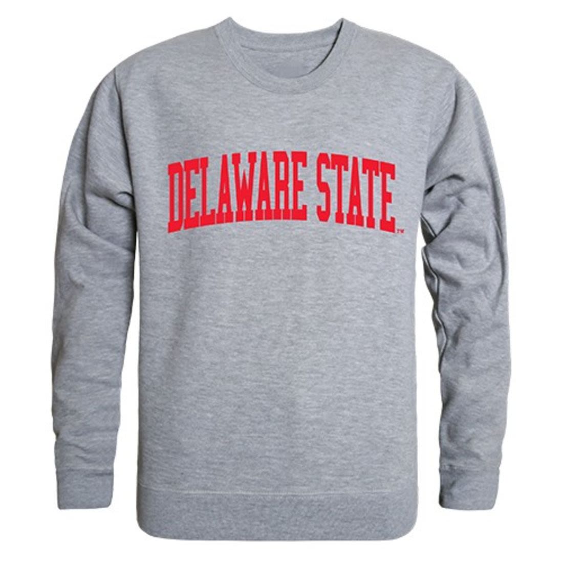 DSU Delaware State University Game Day Crewneck Pullover Sweatshirt Sweater Heather Grey-Campus-Wardrobe