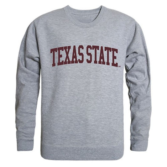 Texas State University Game Day Crewneck Pullover Sweatshirt Sweater Heather Grey-Campus-Wardrobe