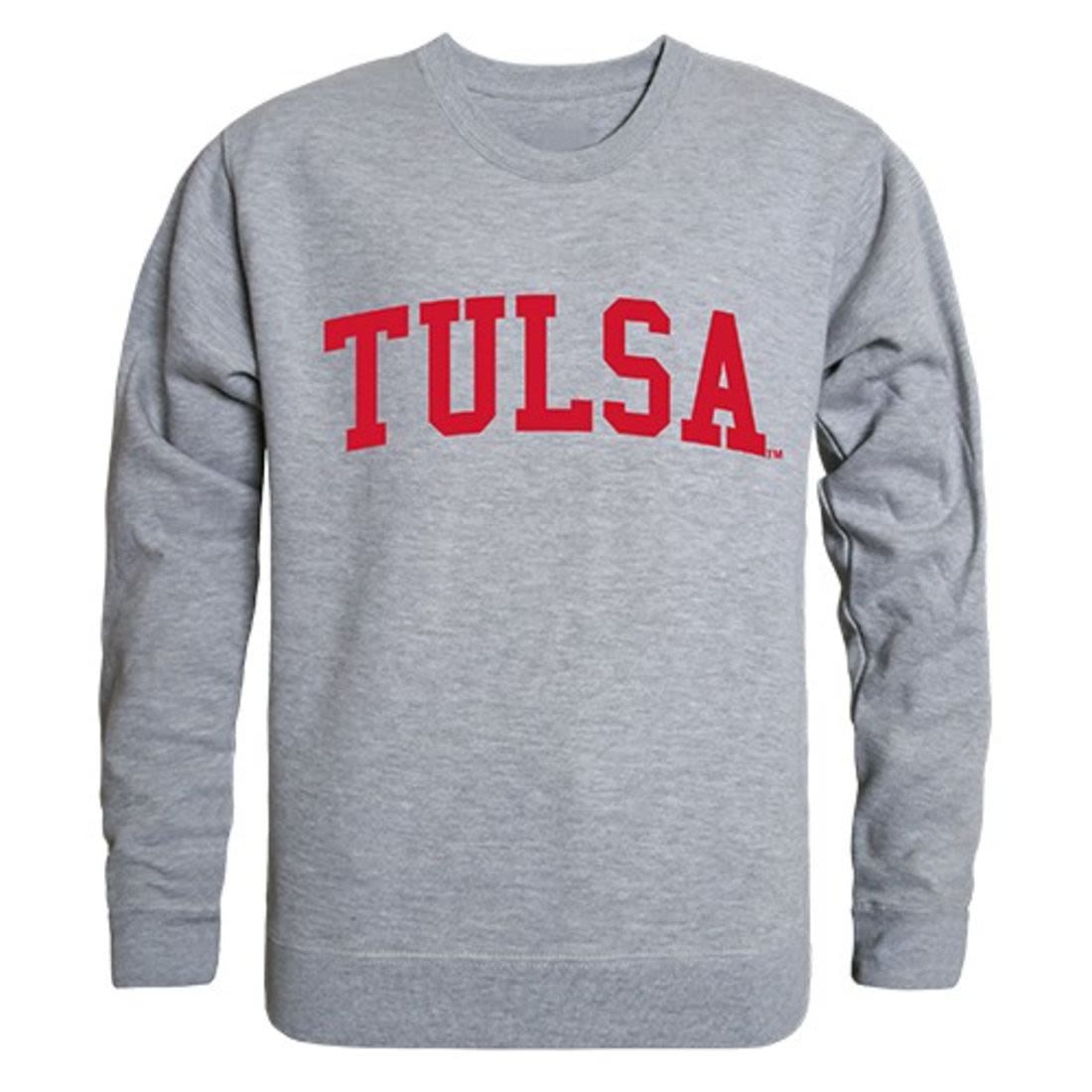 University of Tulsa Golden Game Day Crewneck Pullover Sweatshirt Sweater Heather Grey-Campus-Wardrobe