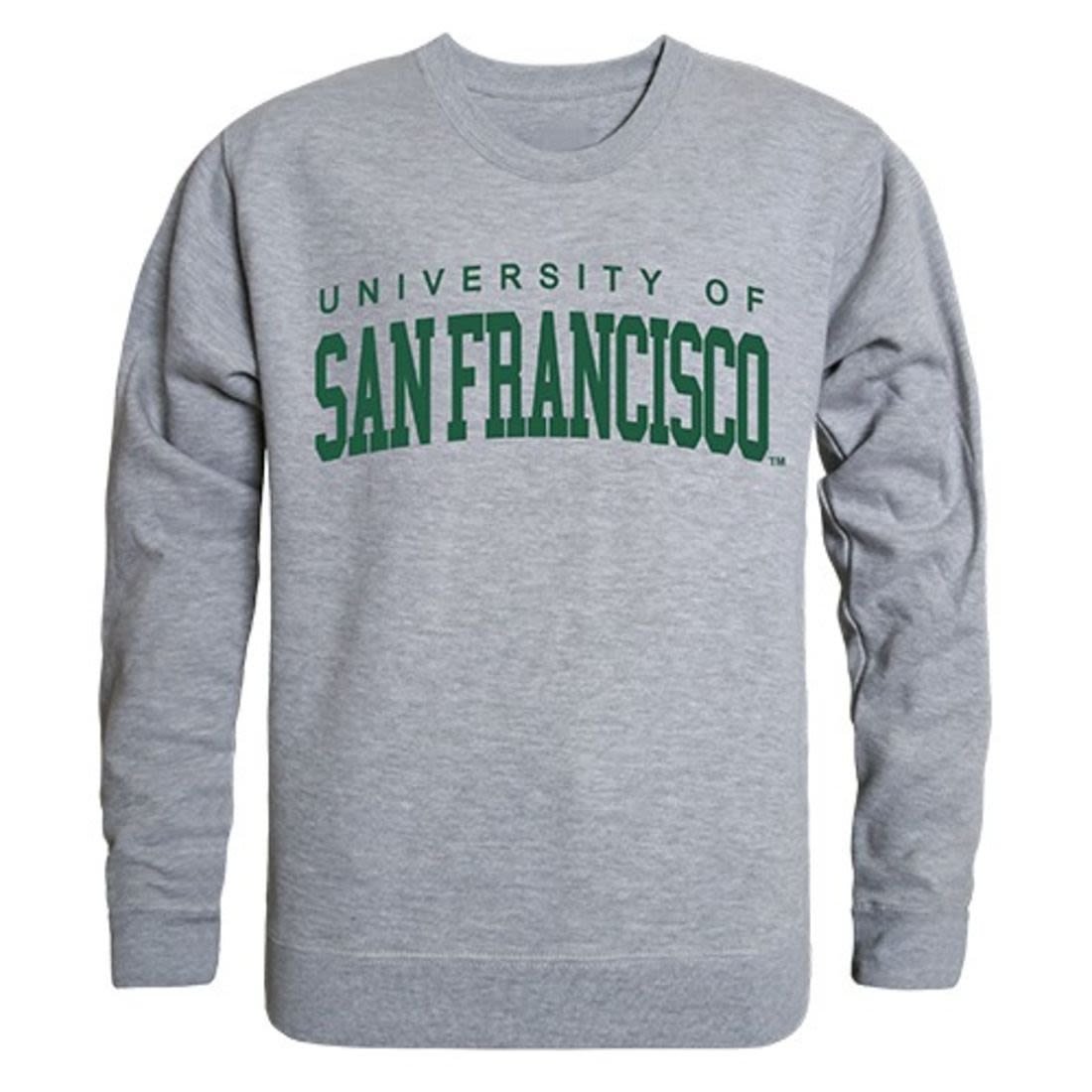 USFCA University of San Francisco Game Day Crewneck Pullover Sweatshirt Sweater Heather Grey-Campus-Wardrobe