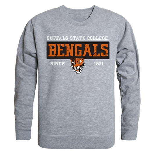 SUNY Buffalo State College Bengals Established Crewneck Pullover Sweatshirt Sweater Heather Grey-Campus-Wardrobe