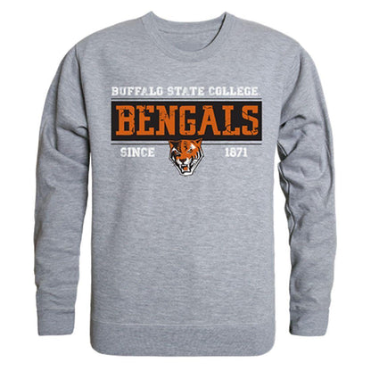 SUNY Buffalo State College Bengals Established Crewneck Pullover Sweatshirt Sweater Heather Grey-Campus-Wardrobe