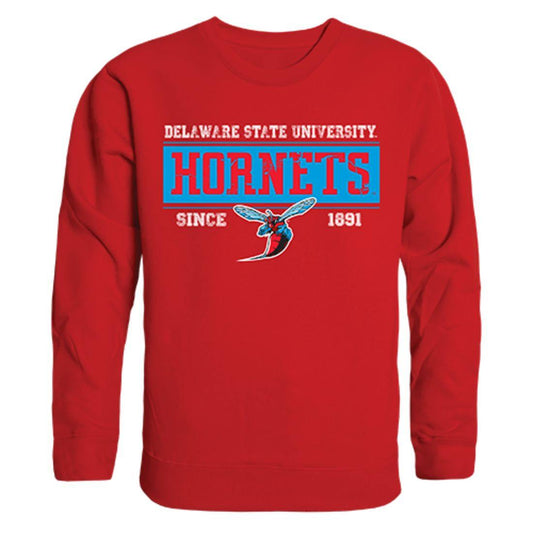 DSU Delaware State University Hornet Established Crewneck Pullover Sweatshirt Sweater Red-Campus-Wardrobe