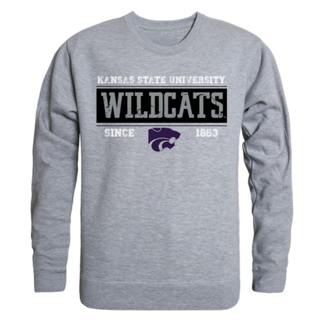 KSU Kansas State University Wildcats Established Crewneck Pullover Sweatshirt Sweater Heather Grey-Campus-Wardrobe