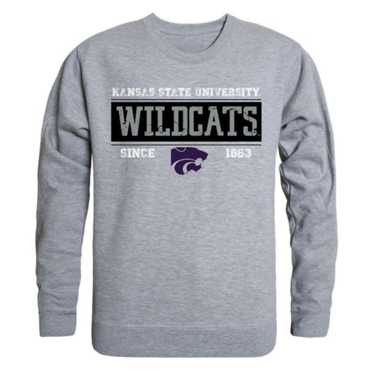 KSU Kansas State University Wildcats Established Crewneck Pullover Sweatshirt Sweater Heather Grey-Campus-Wardrobe