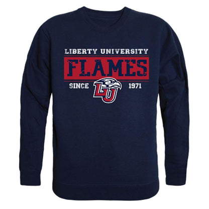 Liberty University Flames Established Crewneck Pullover Sweatshirt Sweater Navy-Campus-Wardrobe
