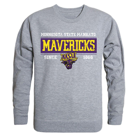 MNSU Minnesota State University Mankato Mavericks Established Crewneck Pullover Sweatshirt Sweater Heather Grey-Campus-Wardrobe