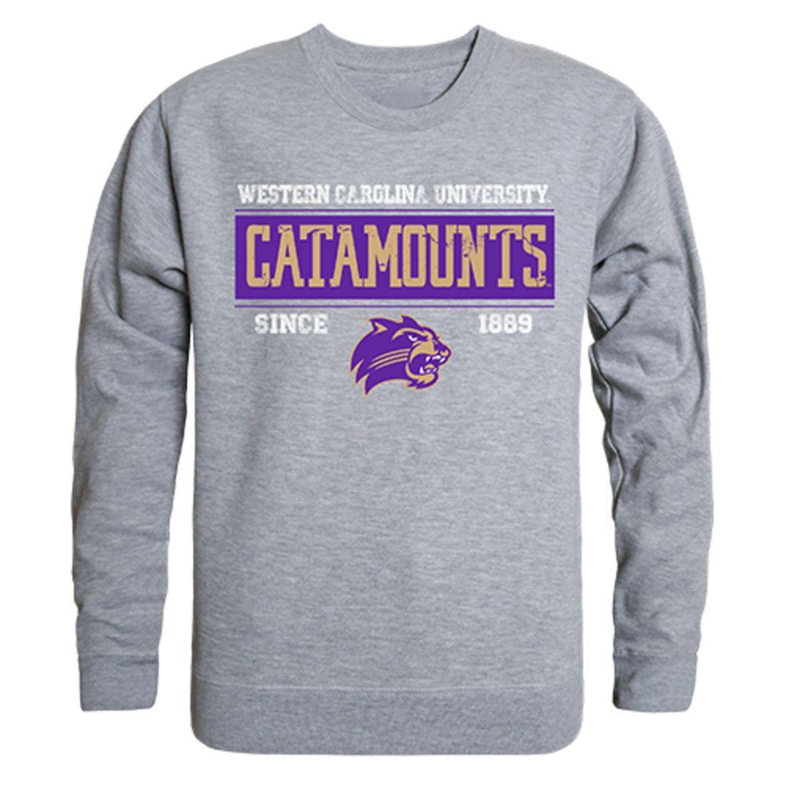 WCU Western Carolina University Catamounts Established Crewneck Pullover Sweatshirt Sweater Heather Grey-Campus-Wardrobe