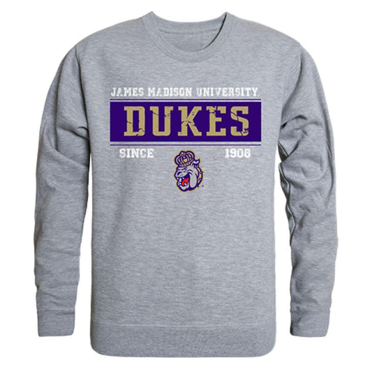 JMU James Madison University Dukes Established Crewneck Pullover Sweatshirt Sweater Heather Grey-Campus-Wardrobe