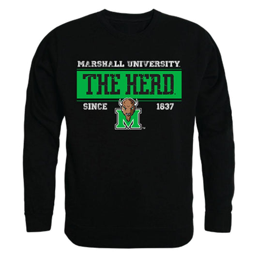 Marshall University Thundering Herd Established Crewneck Pullover Sweatshirt Sweater Black-Campus-Wardrobe