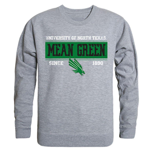 UNT University of North Texas Mean Green Established Crewneck Pullover Sweatshirt Sweater Heather Grey-Campus-Wardrobe
