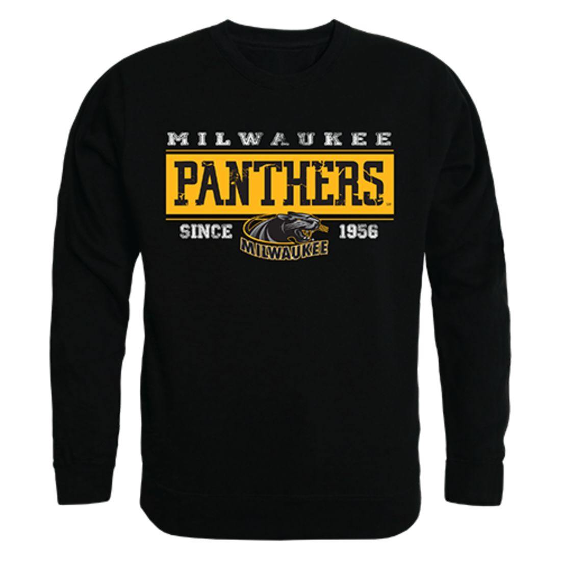 UW University of Wisconsin Milwaukee Panthers Established Crewneck Pullover Sweatshirt Sweater Black-Campus-Wardrobe