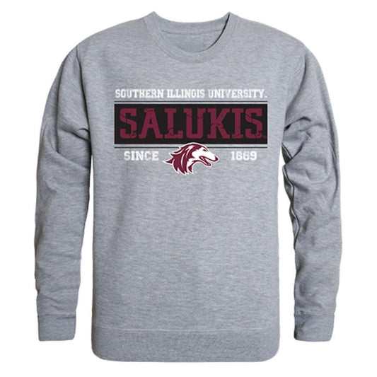 SIU Southern Illinois University Salukis Established Crewneck Pullover Sweatshirt Sweater Heather Grey-Campus-Wardrobe