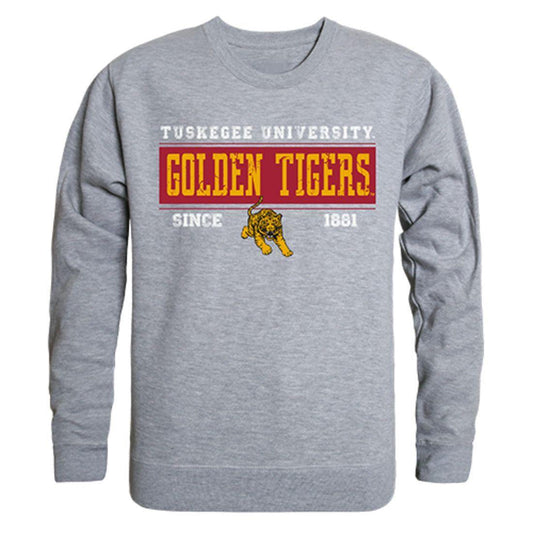 Tuskegee University Golden Tigers Established Crewneck Pullover Sweatshirt Sweater Heather Grey-Campus-Wardrobe
