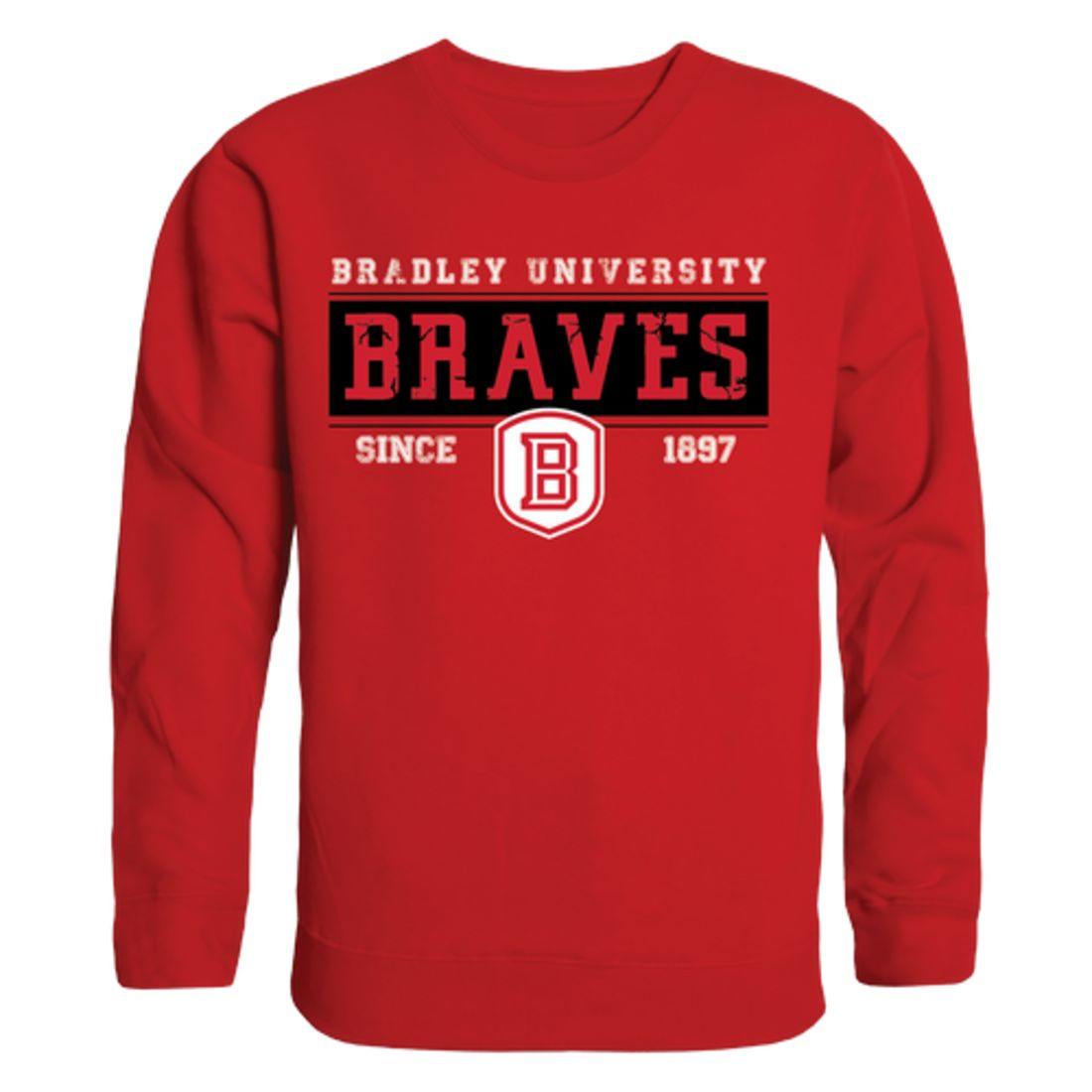 Bradley University Braves Established Crewneck Pullover Sweatshirt Sweater Red-Campus-Wardrobe