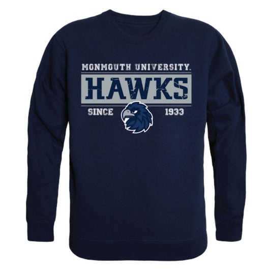 Monmouth University Hawks Established Crewneck Pullover Sweatshirt Sweater Navy-Campus-Wardrobe