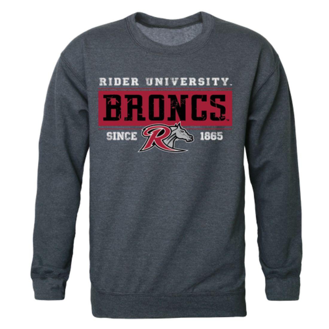Rider University Broncs Established Crewneck Pullover Sweatshirt Sweater Heather Charcoal-Campus-Wardrobe
