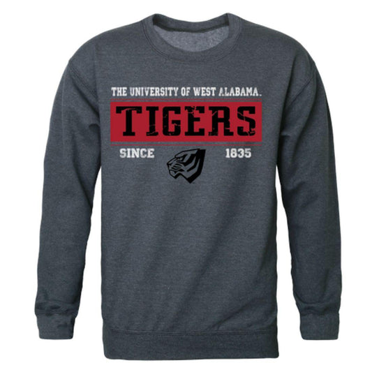 UWA University of West Alabama Tigers Established Crewneck Pullover Sweatshirt Sweater Heather Charcoal-Campus-Wardrobe