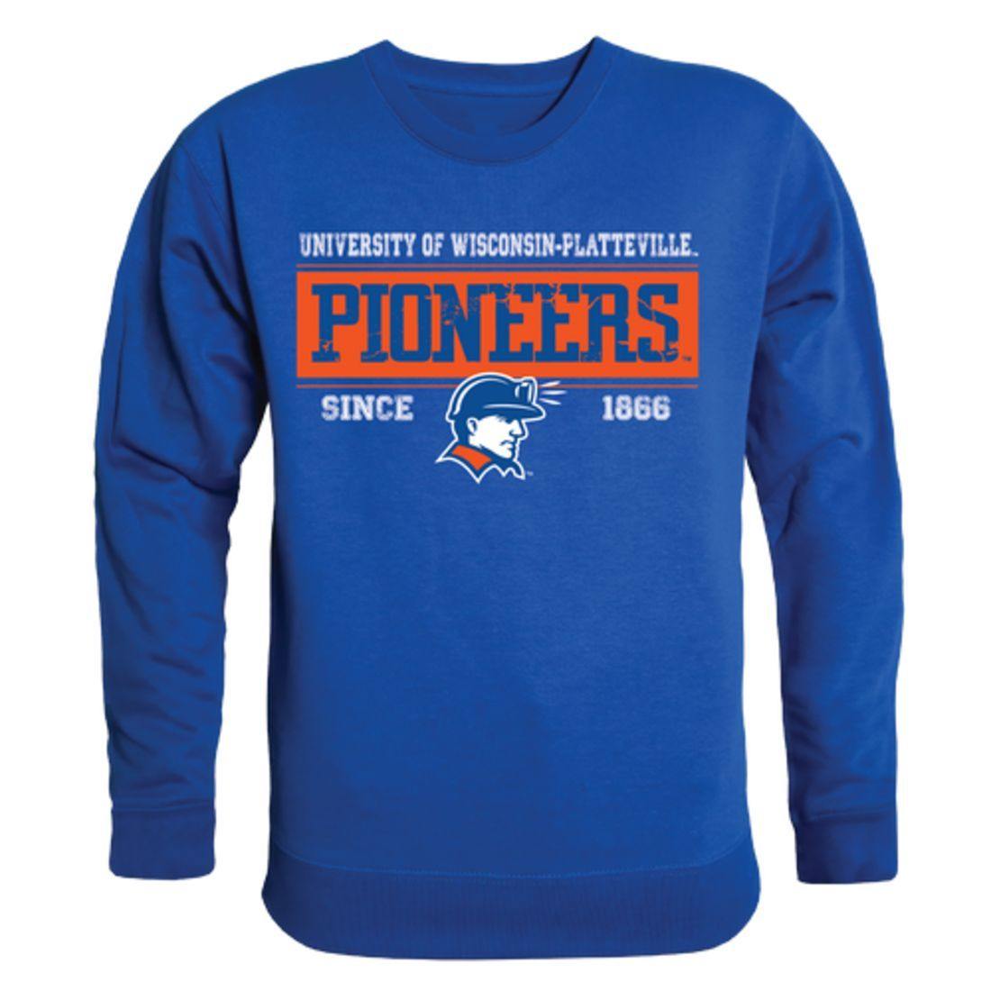 UW University of Wisconsin Platteville Pioneers Established Crewneck Pullover Sweatshirt Sweater Royal-Campus-Wardrobe