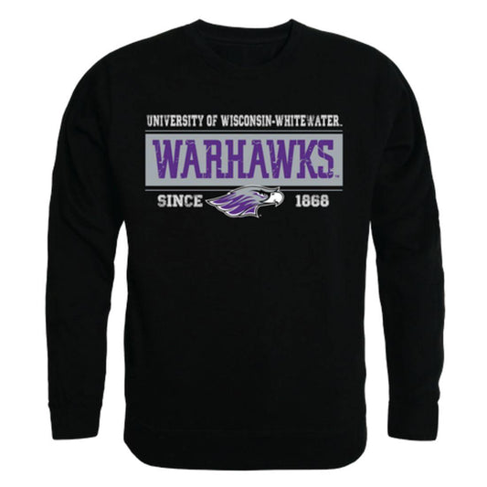 UWW University of Wisconsin Whitewater Warhawks Established Crewneck Pullover Sweatshirt Sweater Black-Campus-Wardrobe