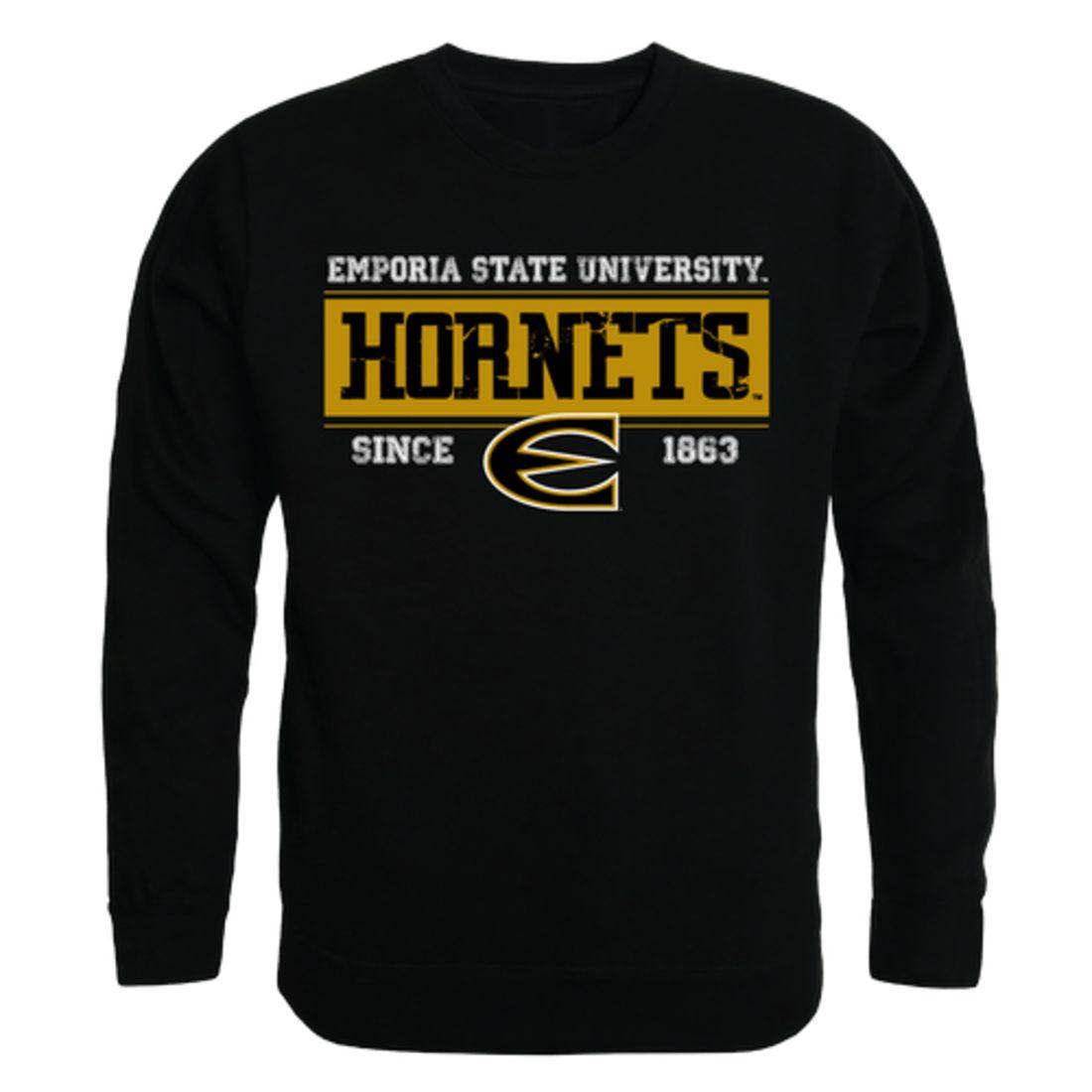 Emporia State University Hornets Established Crewneck Pullover Sweatshirt Sweater Black-Campus-Wardrobe