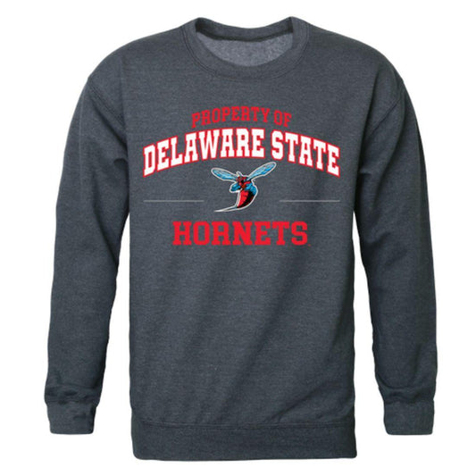 DSU Delaware State University Hornet Property Crewneck Pullover Sweatshirt Sweater Heather Charcoal-Campus-Wardrobe