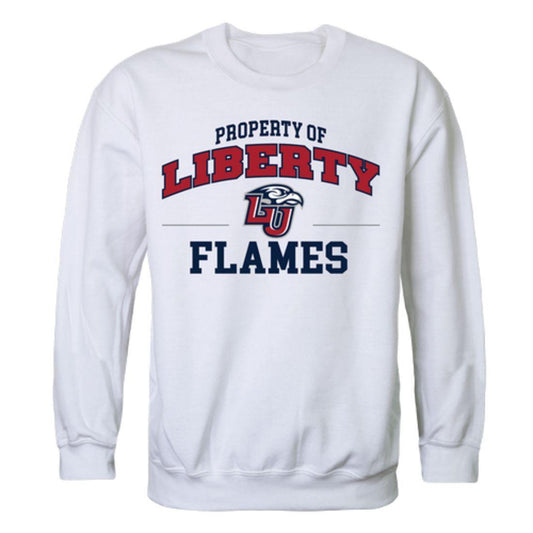 Liberty University Flames Property Crewneck Pullover Sweatshirt Sweater White-Campus-Wardrobe