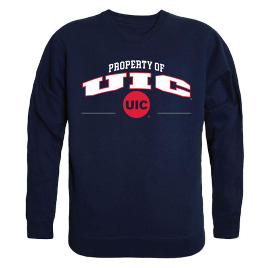 UIC University of Illinois at Chicago Flames Property Crewneck Pullover Sweatshirt Sweater Navy-Campus-Wardrobe