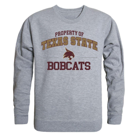 Texas State University Bobcats Property Crewneck Pullover Sweatshirt Sweater Heather Grey-Campus-Wardrobe