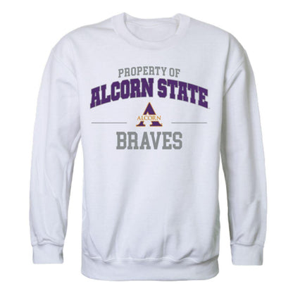Alcorn State University Braves Property Crewneck Pullover Sweatshirt Sweater White-Campus-Wardrobe