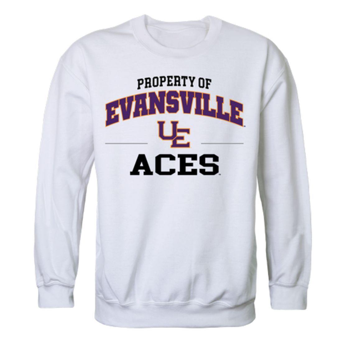 University of Evansville Purple Aces Property Crewneck Pullover Sweatshirt Sweater White-Campus-Wardrobe