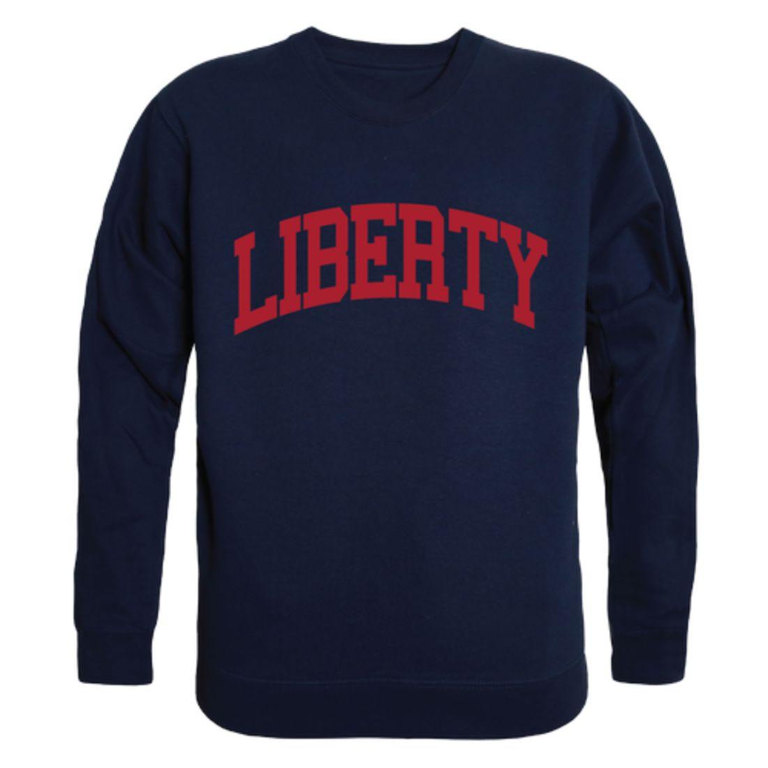 Liberty University Flames Arch Crewneck Pullover Sweatshirt Sweater Navy-Campus-Wardrobe